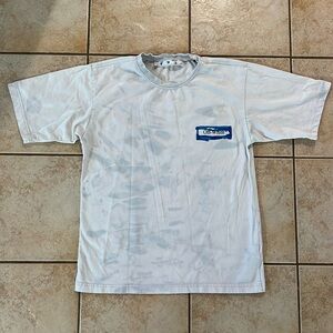 Off-White Summer Blue Arrow Graffiti Print Short Sleeve Cotton T-Shirt, Small‎